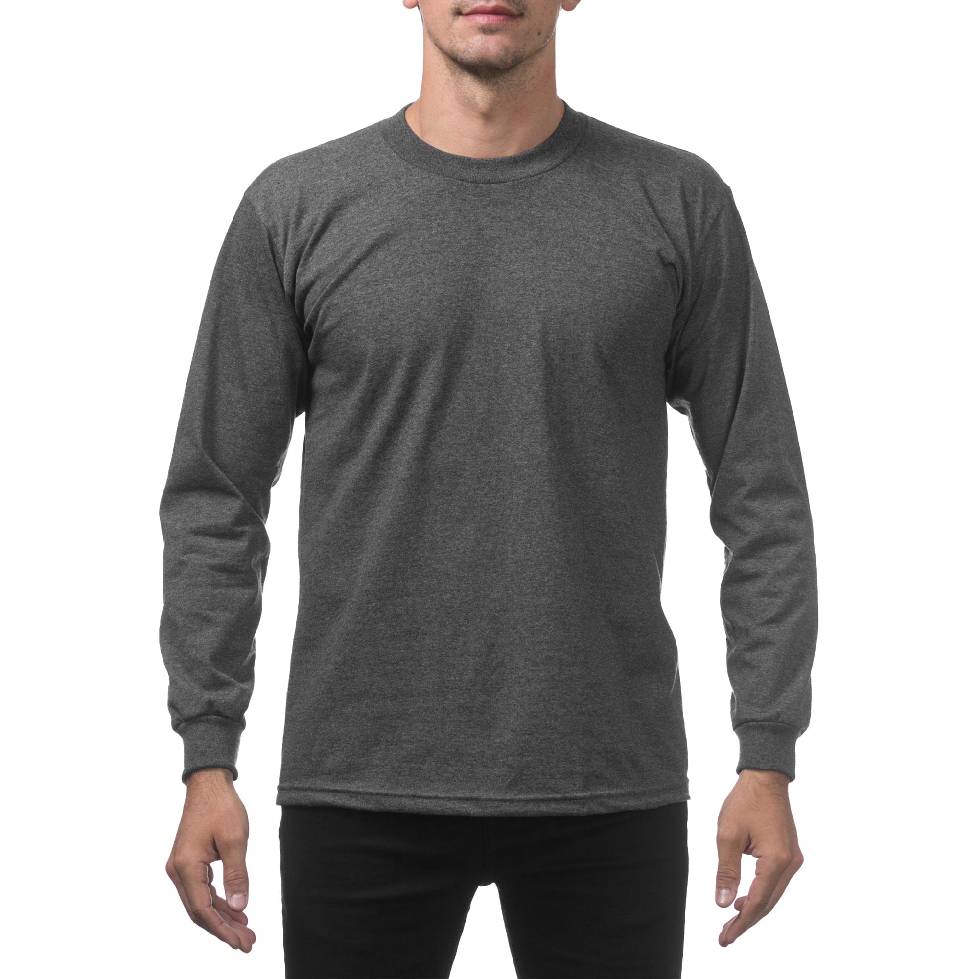 Pro Club Men's Heavyweight Cotton Long Sleeve Crew Neck T-Shirt