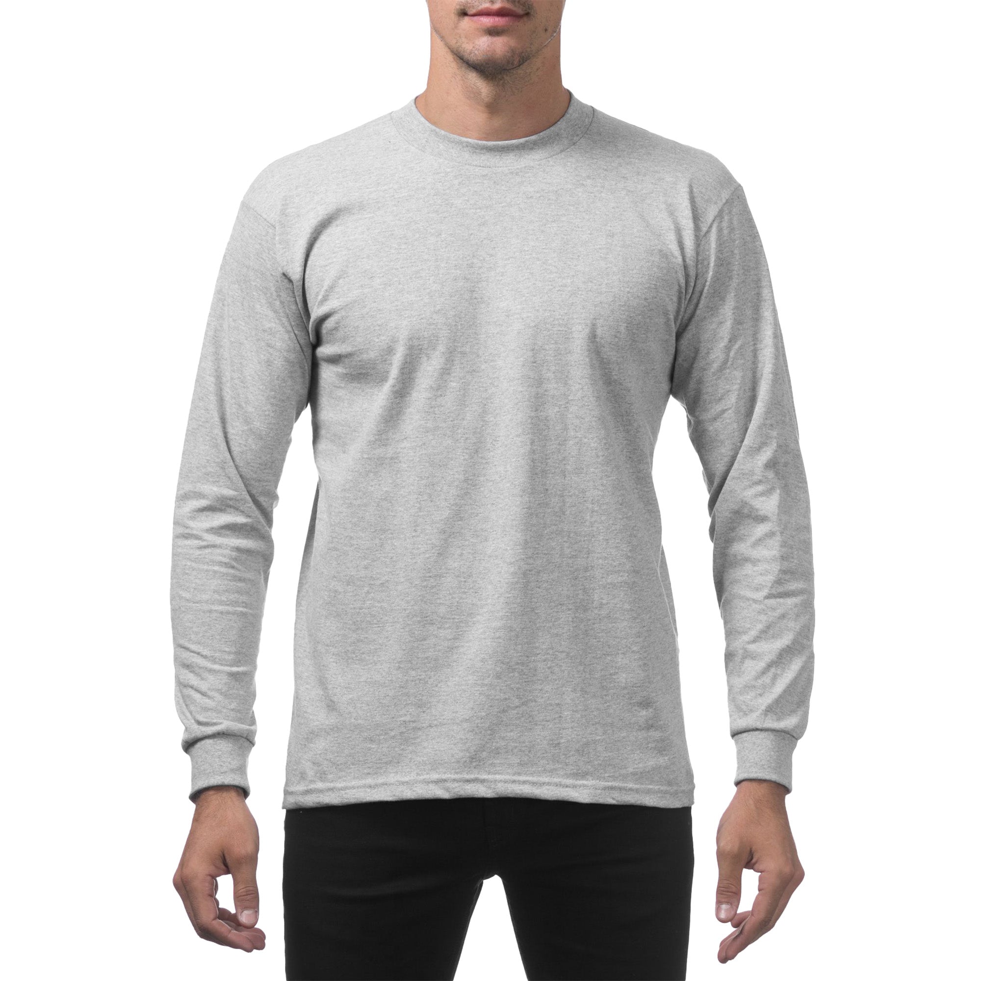 Pro Club Men's Heavyweight Cotton Long Sleeve Crew Neck T-Shirt