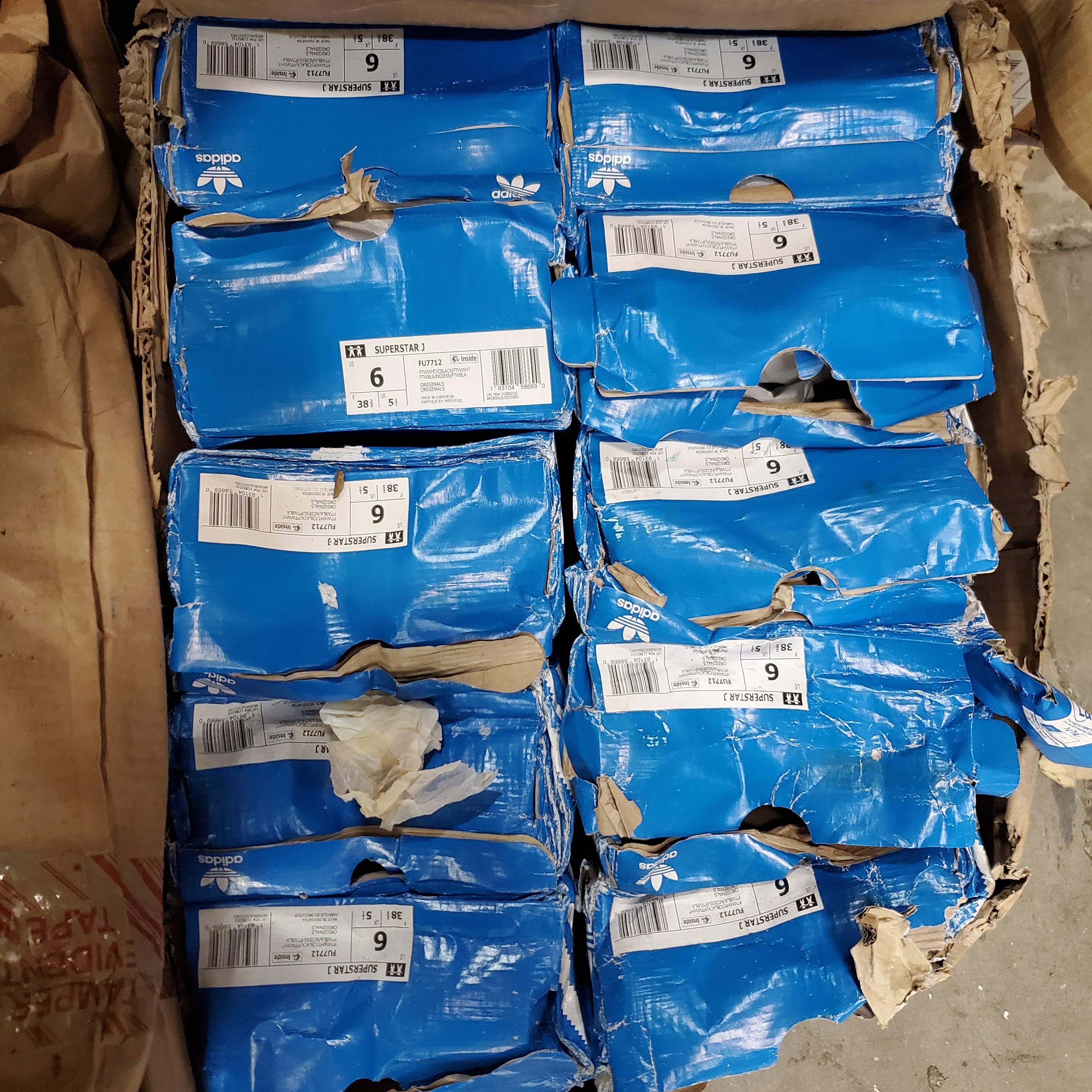 ADIDAS Superstar J Shell Toe Low Top Sneakers Youth Sz 6 White/Black FU7712 (New Other)