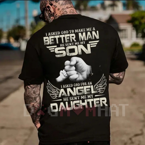 "God Made Me a Better Man" Dad Shirt – Christian Apparel, Father & Son Faith Tee