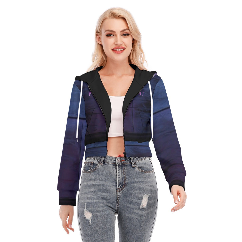 All-Over Print Women's Crop Top Hoodie With Zipper Closure