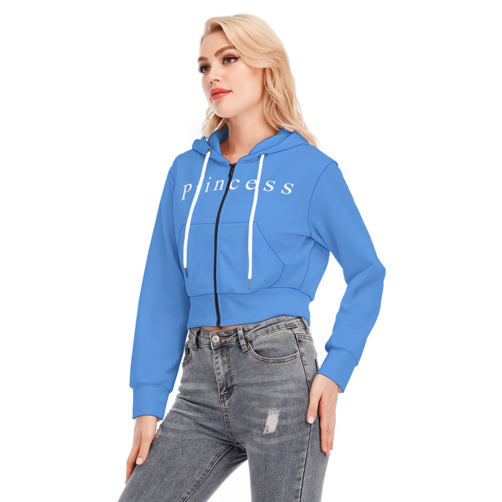 All-Over Print Women's Crop Top Hoodie With Zipper Closure