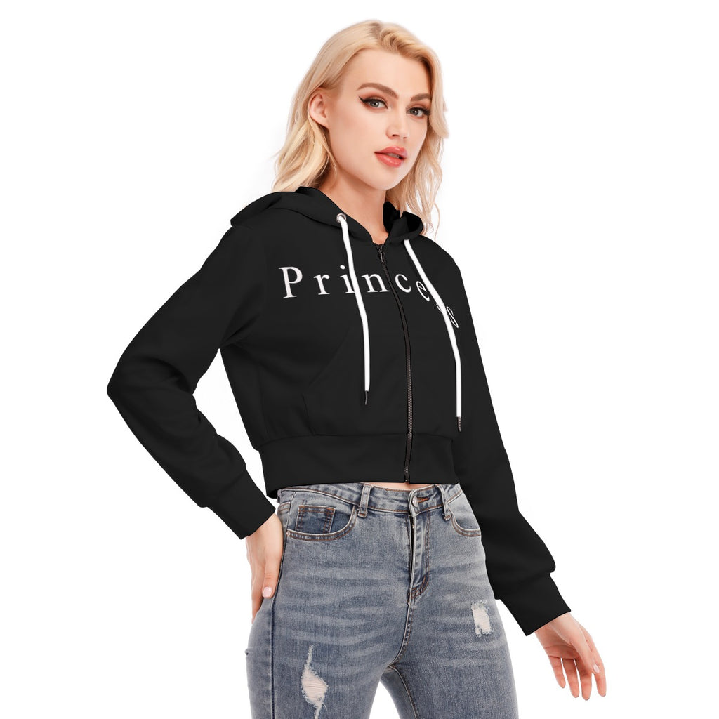 All-Over Print Women's Crop Top Hoodie With Zipper Closure