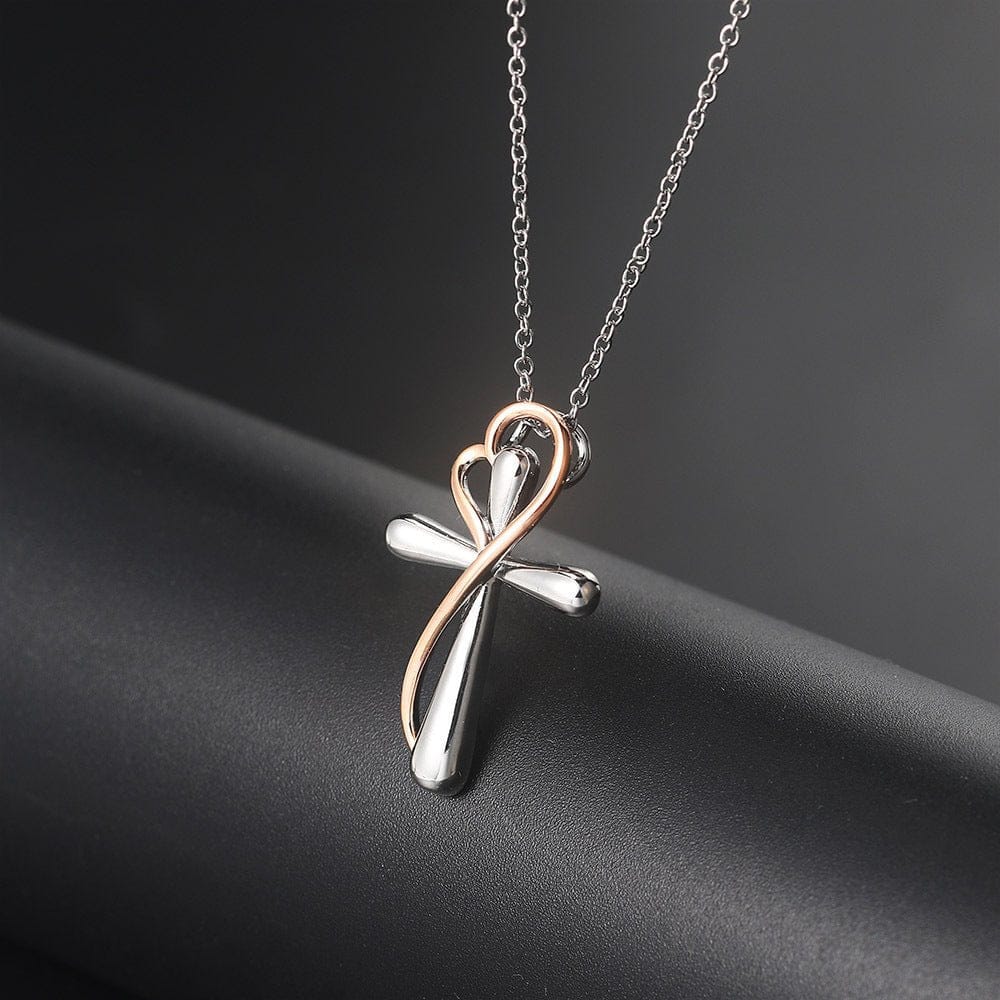 Heart-shaped Cross Necklace - Simple Color Separation Electroplating Design