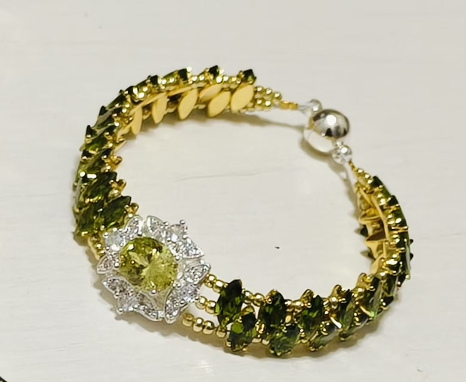 Handcrafted Crystal Floral Bracelet | Sparkling Statement Jewelry | Elegant Art-Inspired Accessory for Women (MAC348)