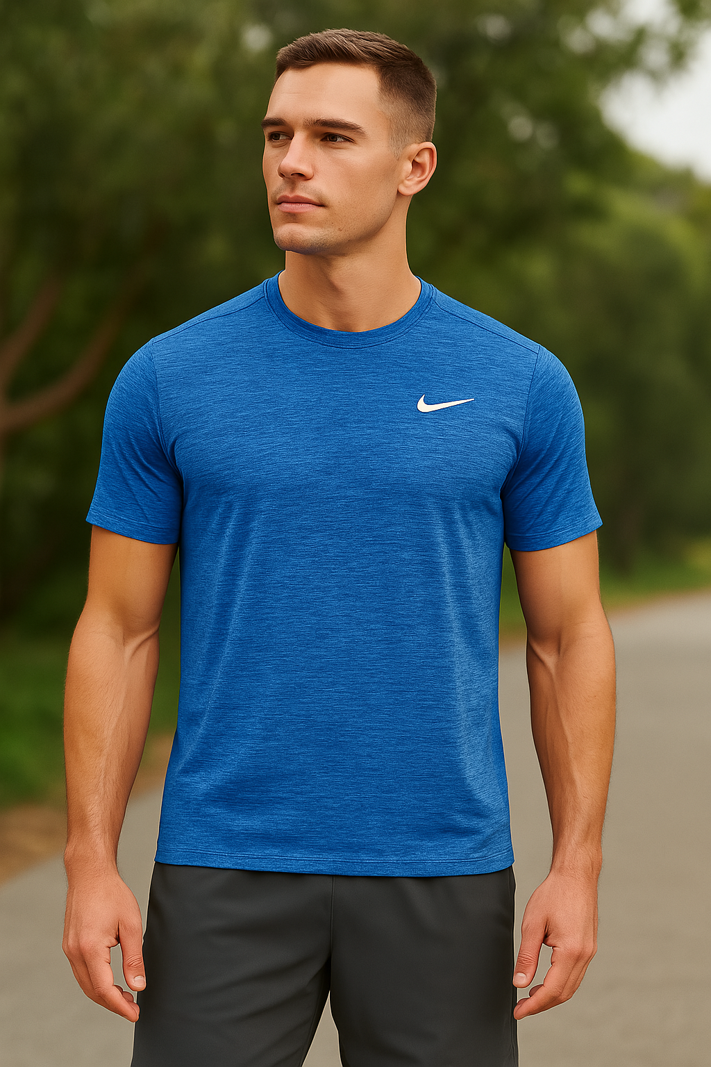 Nike Mens Heather Short Sleeve Rash Guard, Size Medium