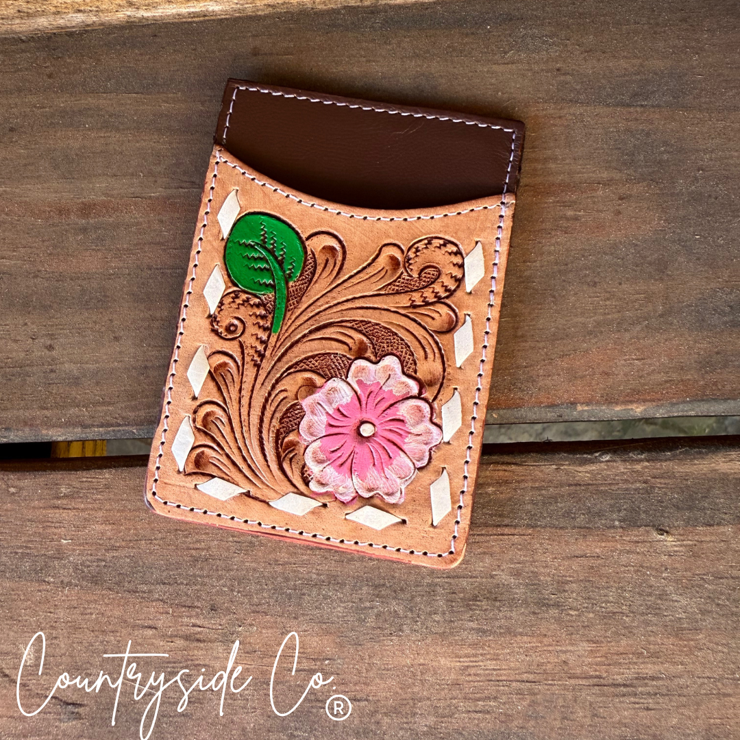 Tooled Leather Credit Card Holder
