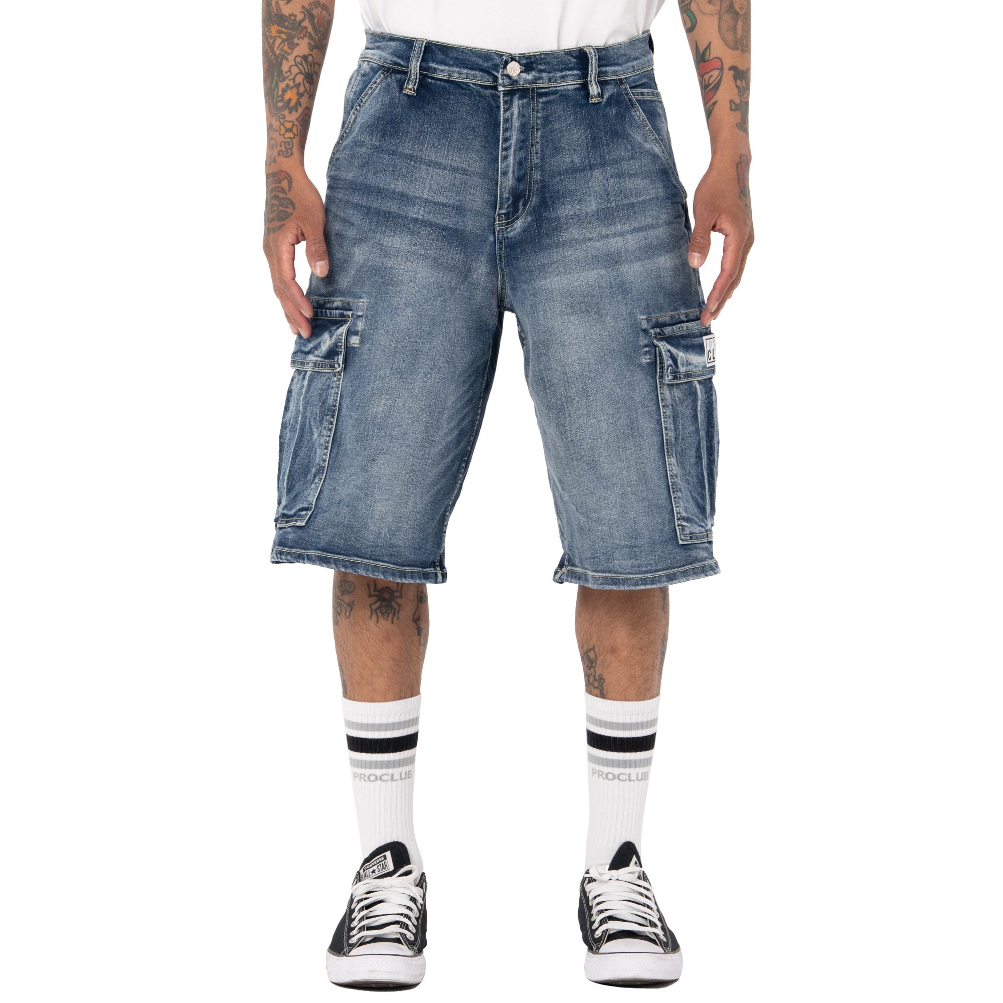 Pro Club Men's Heavyweight Baggy Fit Denim Cargo Short