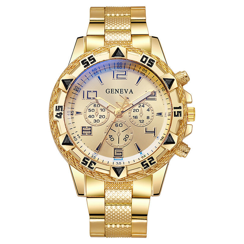 Men's Fake Three-Eye Casual Steel Band Watches