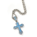 Blue Zircon Cross Hip-hop Necklace