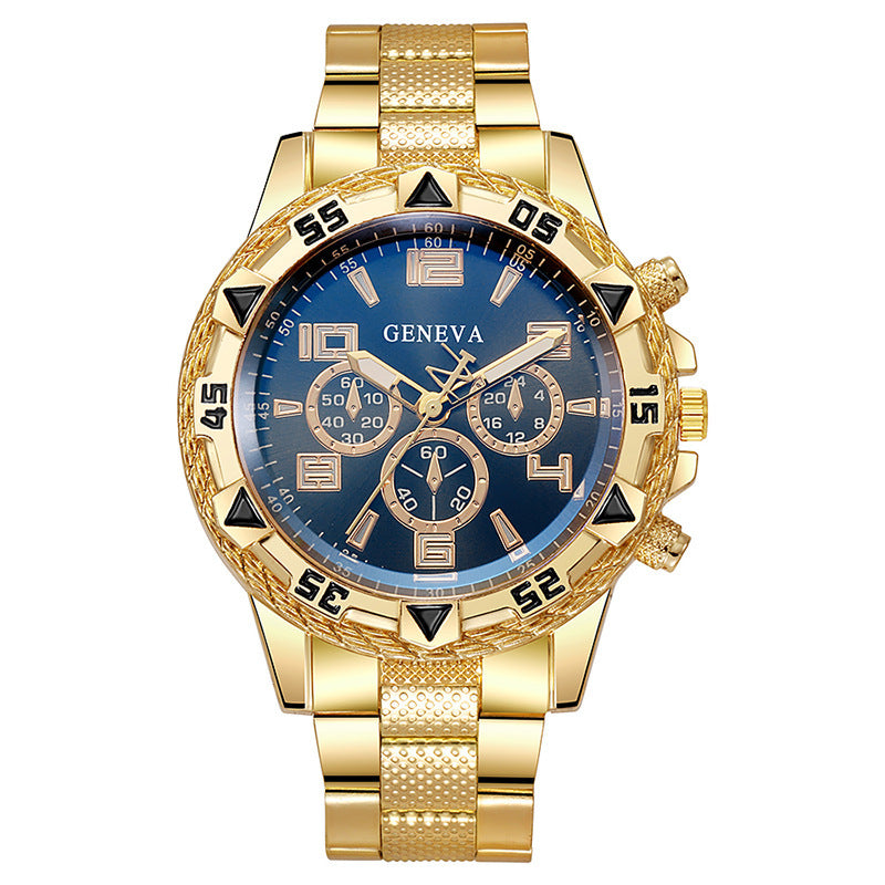 Men's Fake Three-Eye Casual Steel Band Watches