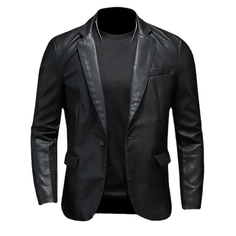Leather Jackets PU Casual New Mens Slim Fit Motorcycle Coats Turn Down Collar Black Moto Biker Leather Suede Outerwear Men 5XL