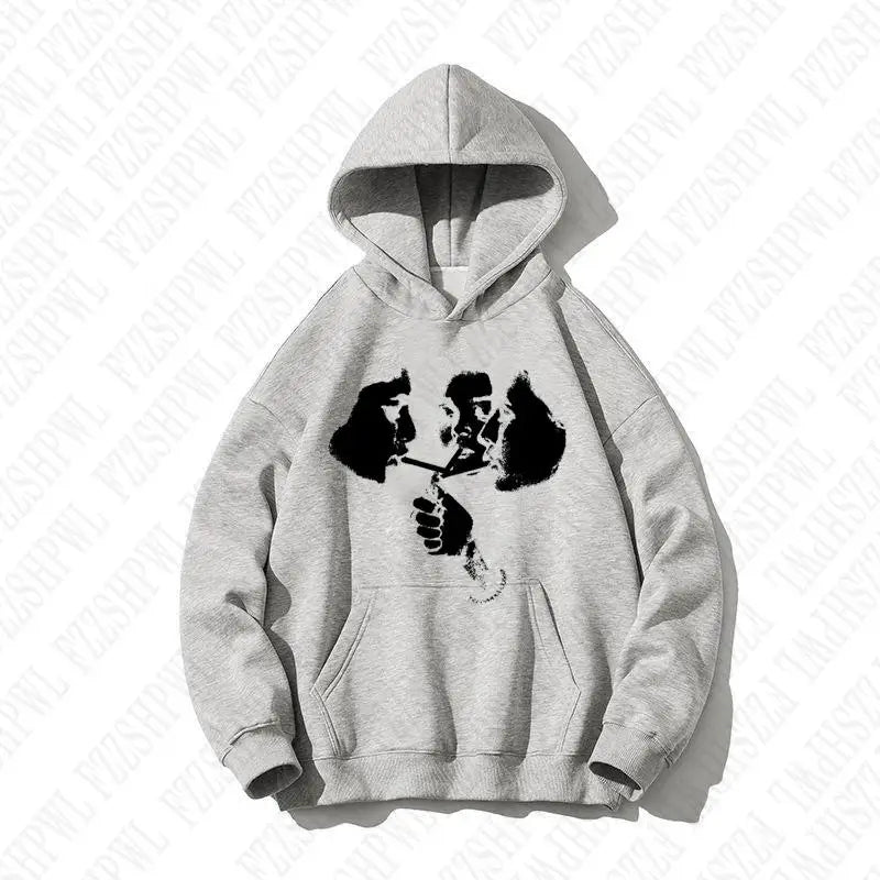 2000s Goth Harajuku Graphic Print Y2K Hooded Sweatshirt Retro Punk Streetwear Pullover Clothes Loose Hip Hop Hoodie Sweatshirts