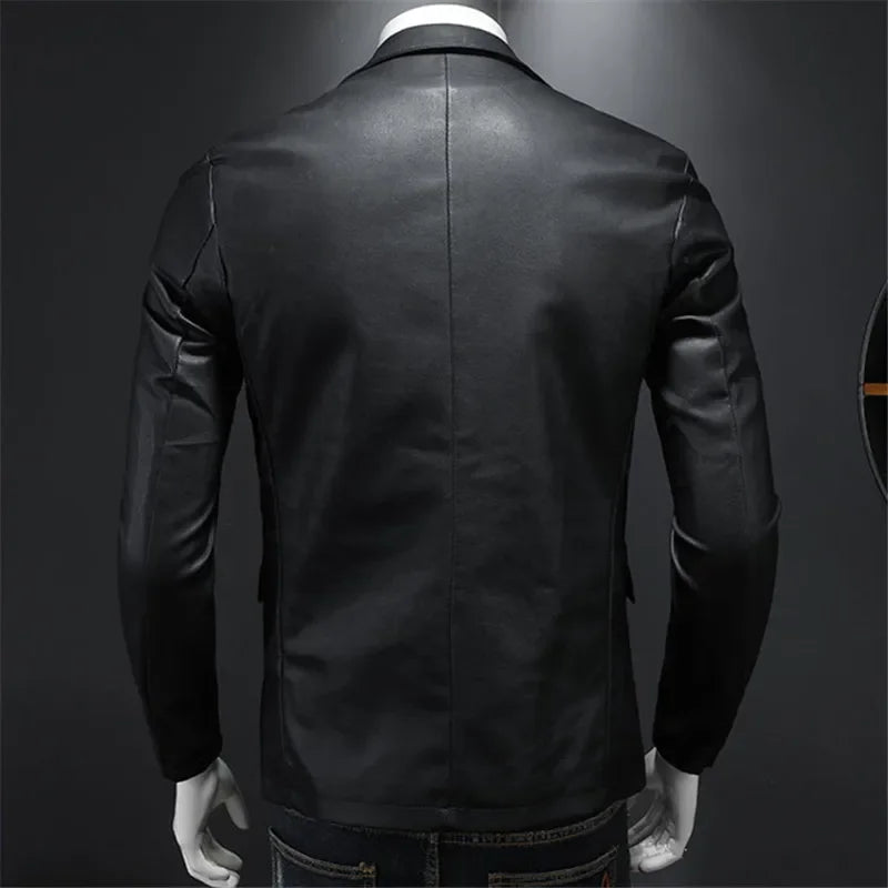 Leather Jackets PU Casual New Mens Slim Fit Motorcycle Coats Turn Down Collar Black Moto Biker Leather Suede Outerwear Men 5XL