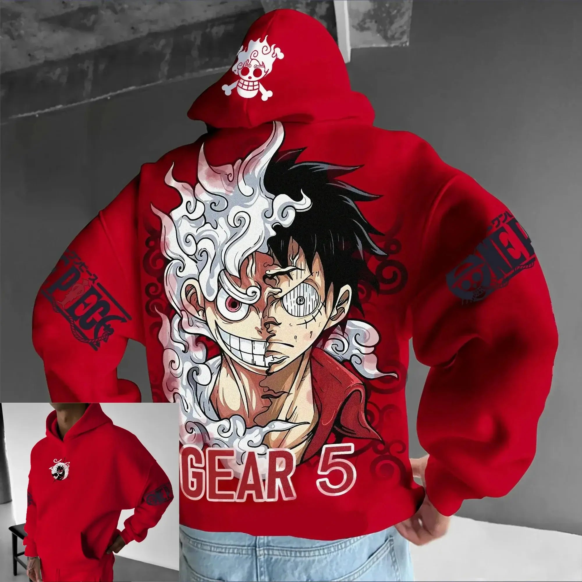 One Piece Luffy Gear 5 Nika Anime Hoodie Streetwear