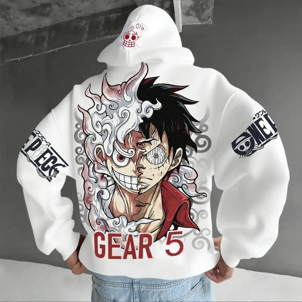 One Piece Luffy Gear 5 Nika Anime Hoodie Streetwear