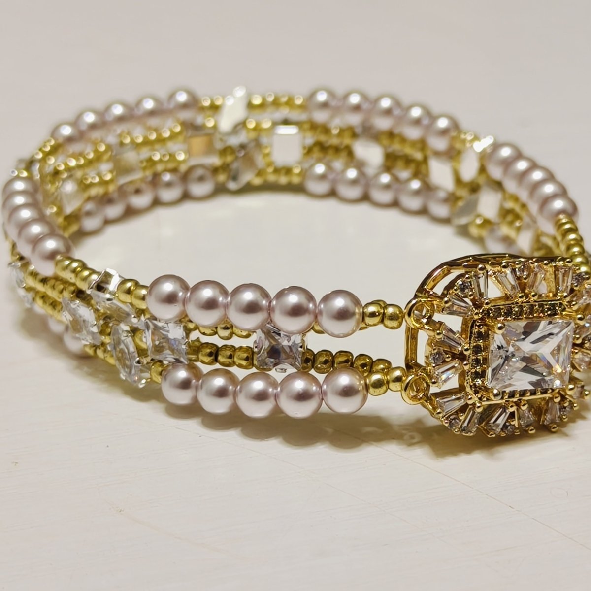 Handcrafted Crystal Floral Bracelet | Sparkling Statement Jewelry | Elegant Art-Inspired Accessory for Women (MAC348)