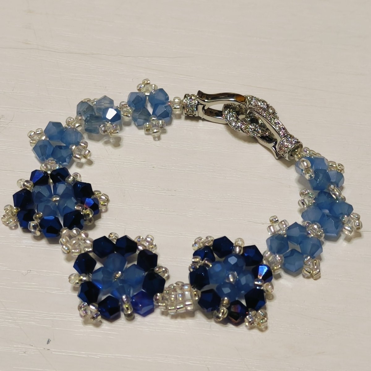 Handcrafted Crystal Floral Bracelet | Sparkling Statement Jewelry | Elegant Art-Inspired Accessory for Women (MAC348)