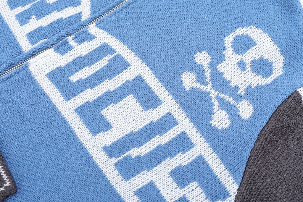 Easy Skull Knit Bomber Jacket