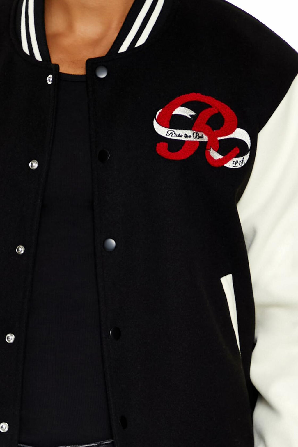 Forever 21 Men's Horseshoe Varsity Bomber Jacket Black/Multi Size XXL