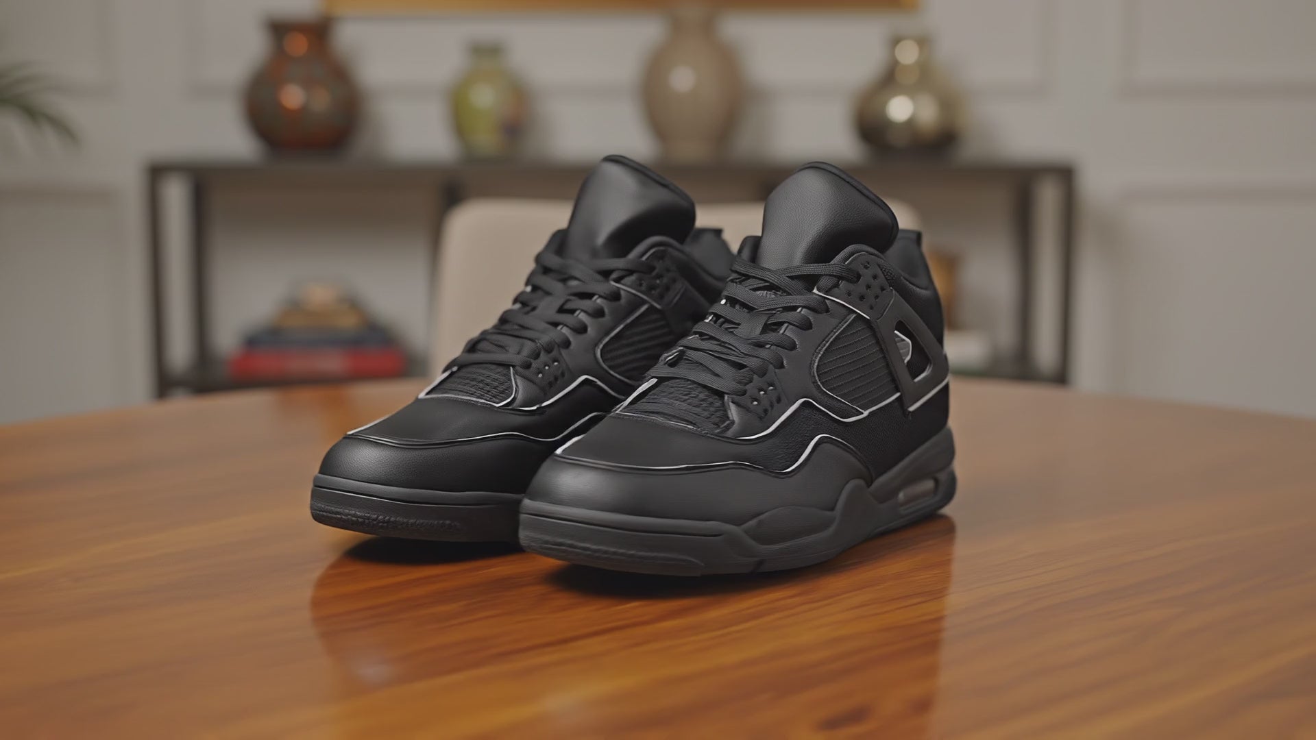 698. AJ4 Basketball Sneakers -Black Sole
